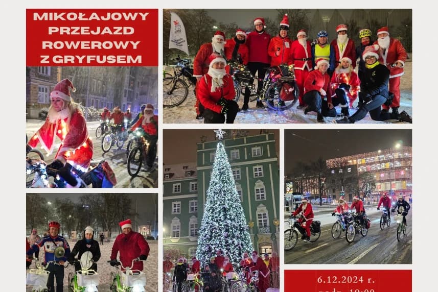 Mikołajowy Przejazd Rowerowy przez Szczecin Rowerzyści spotykają się 6 grudnia o godzinie 19:00 na Placu Solidarności, skąd wyruszą w barwną, mikołajkową karawanę ulicami stolicy Pomorza Zachodniego.