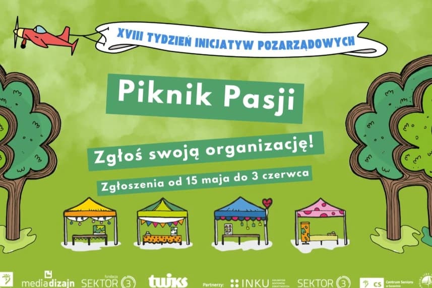 Zgłoś swoją organizację do udziału w tegorocznym Pikniku Pasji! Piknik Pasji odbędzie się 14 czerwca 2025 r. w ramach XVIII Tygodnia Inicjatyw Pozarządowych.