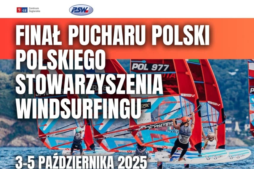 Szczecin gospodarzem ostatnich zawodów Polskiego Stowarzyszenia Windsurfingu Windsurfing. Grafika ilustracyjna
