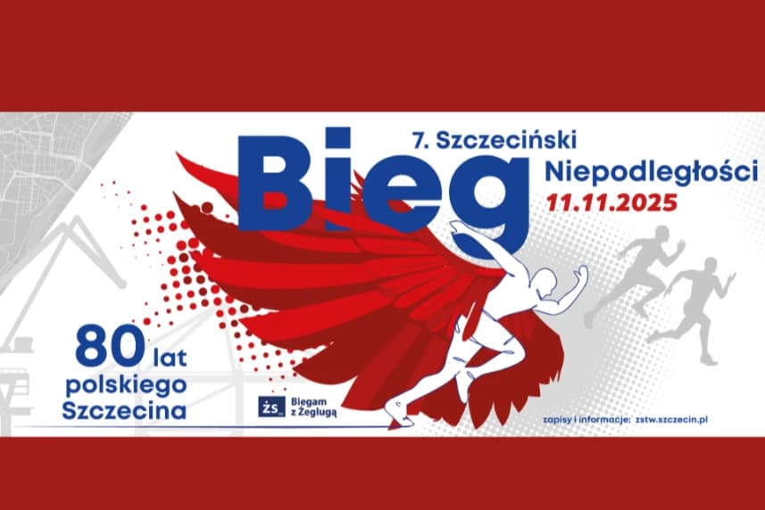 Trwają zapisy na 7. edycję Szczecińskiego Biegu Niepodległości 7. Szczeciński Bieg Niepodległości. Grafika informacyjna