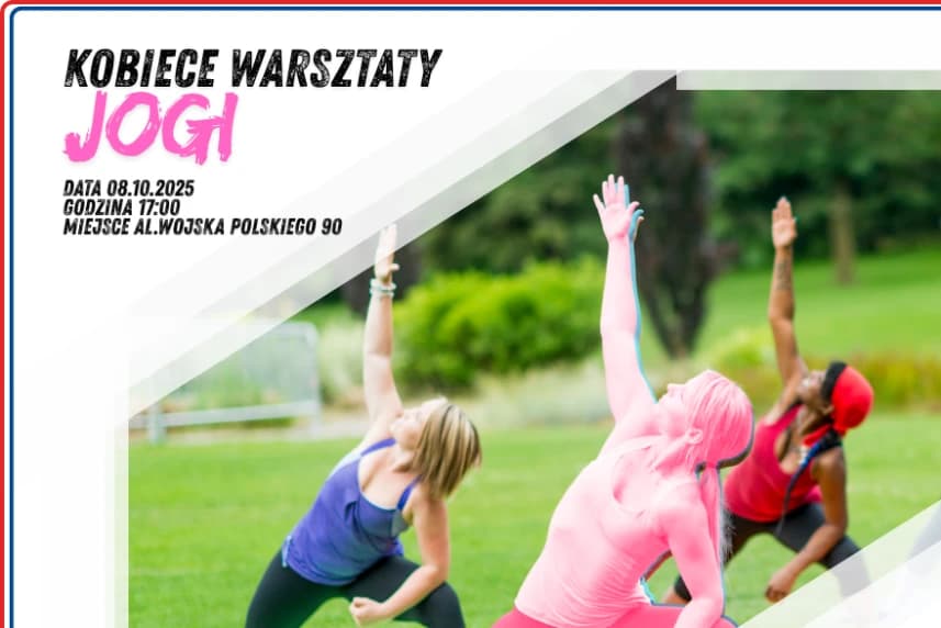 Pierwszy i drugi warsztat jogi dla Pań i kolejne Spotkania Sąsiedzkie w ramach Babskich Spraw Kobiece warsztaty jogi. Grafika informacyjna
