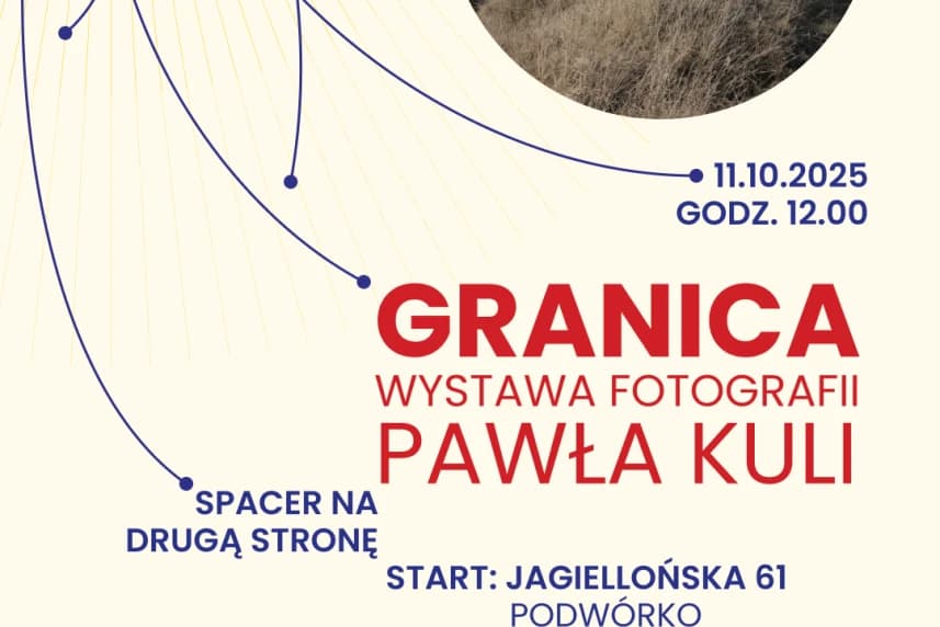 Granica w centrum miasta. Otwarcie wystawy zdjęć Pawła Kuli w formie spaceru Grafika informacyjna dotycząca wystawy