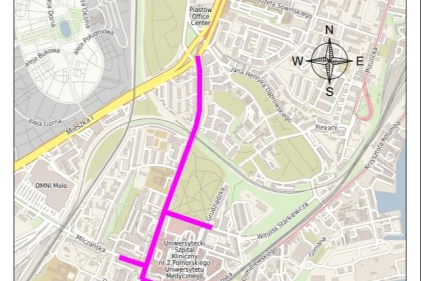 Duża zmiana organizacji ruchu w alei Powstańców Wielkopolskich Plan miasta z oznaczeniem zmian w organizacji ruchu.