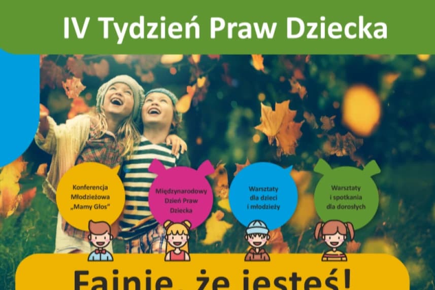 IV Tydzień Praw Dziecka w Szczecinie: „Fajnie, że jesteś” Grafika informacyjna