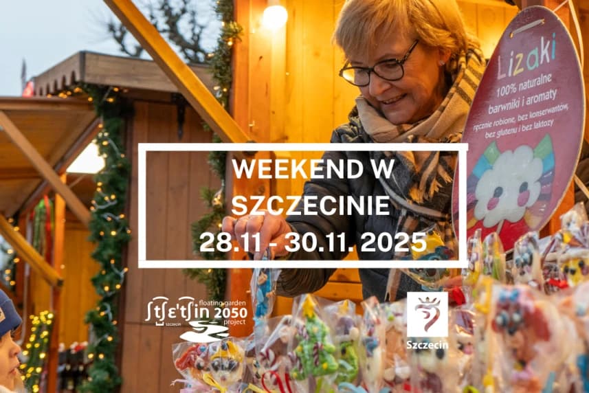 Weekend w Szczecinie 28 - 30.11.2025 Stoisko z lizakami na Szczecińskim Jarmarku Bożonarodzeniowym