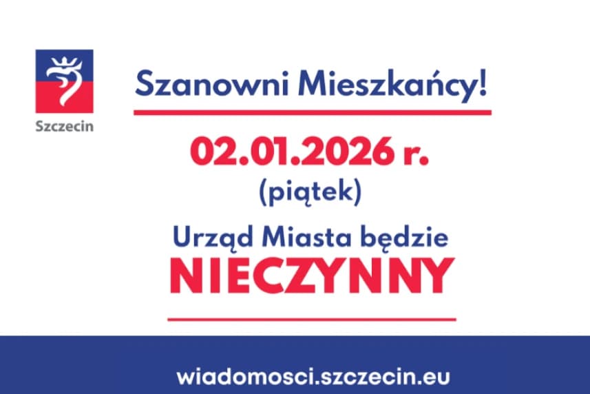 Przypomnienie. 2 stycznia Urząd Miasta nieczynny Grafika ilustracyjna