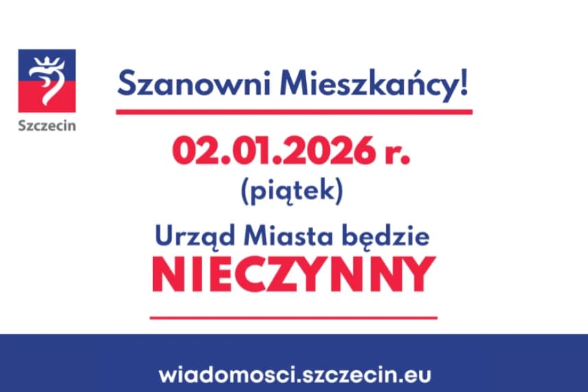2 stycznia Urząd Miasta Szczecin nieczynny Grafika ilustracyjna