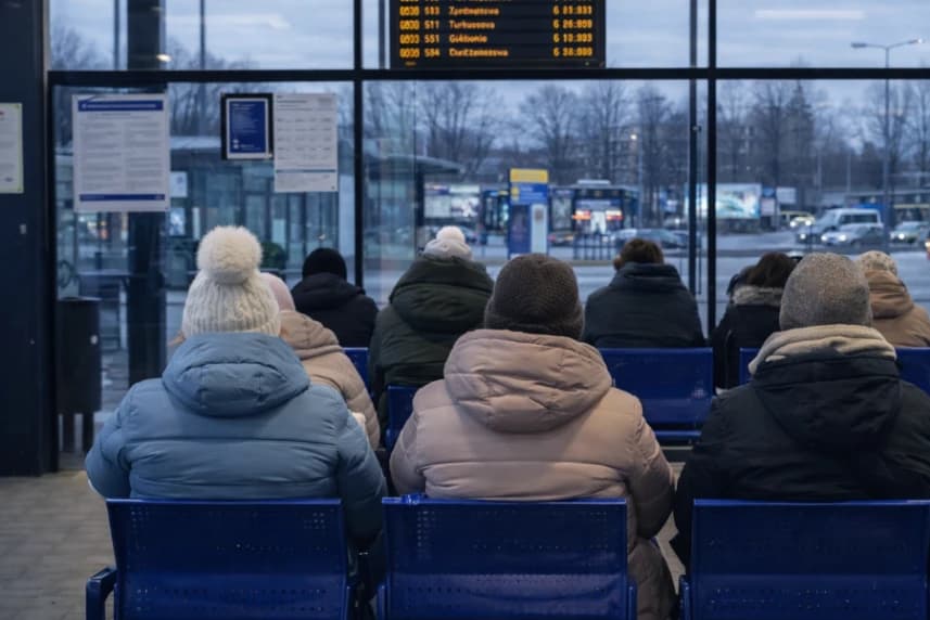 Poczekalnia na Basenie Górniczym czynna dłużej Ludzie siedzący w poczekalni autobusowej