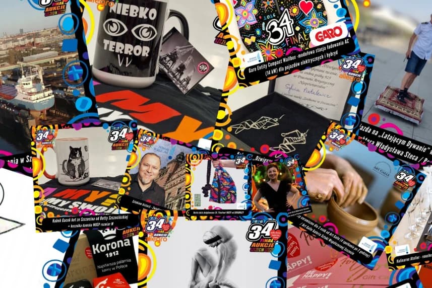 Od kawy i mody po stoczniowy dok i „lot” dywanem. „Zrobione w Szczecinie” gra z WOŚP Grafika ilustracyjna