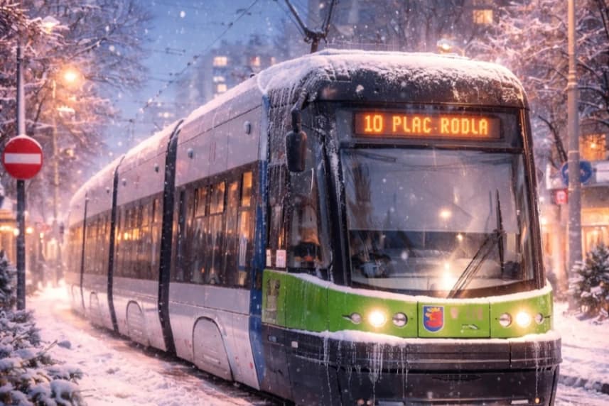 Zmiany w rozkładach jazdy w czasie ferii zimowych Tramwaj w zimowej scenerii