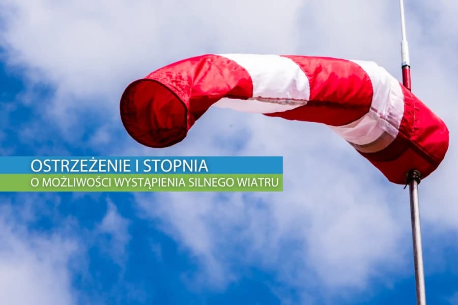Ostrzeżenie I stopnia o silnym wietrze Grafika ilustracyjna
