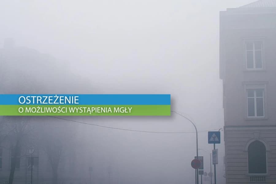 Ostrzeżenie przed wystąpieniem gęstej mgły Grafika ilustracyjna