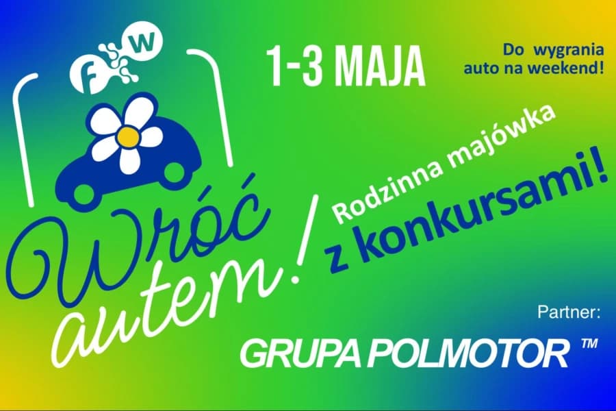 Majówka 2026 w Fabryce Wody. Atrakcje przez cały weekend Majówka 2026 w Fabryce Wody. Grafika ilustracyjna