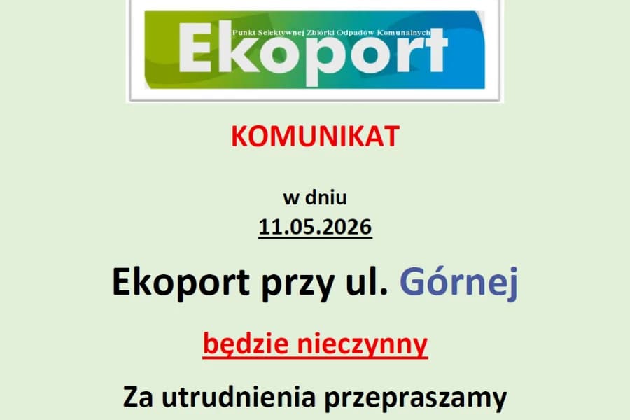 Ekoport przy ul. Górnej będzie nieczynny Grafika ilustracyjna