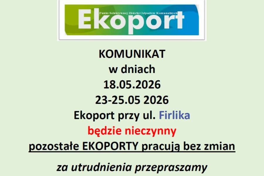 Ekoport przy ul. Firlika będzie nieczynny Grafika ilustracyjna