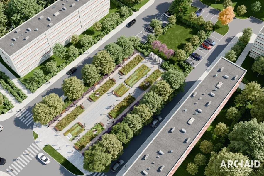 Mieszkańcy Dąbia otrzymają nowe miejsce do odpoczynku Na centralnym placu przy ul. Emilii Gierczak, dawnym Starym Rynku powstanie park kieszonkowy "Zielony środek".