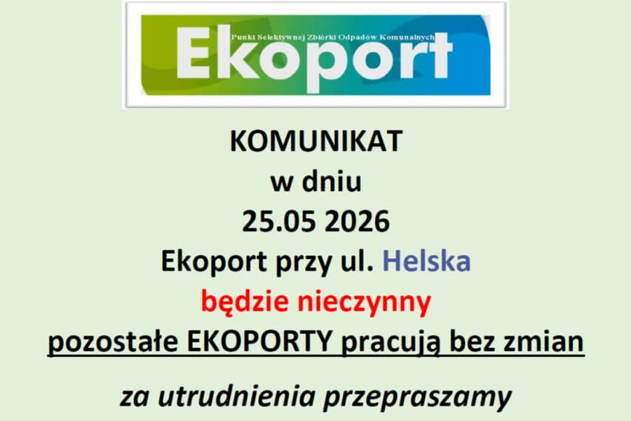 Ekoport przy ul. Helskiej będzie nieczynny Grafika ilustracyjna