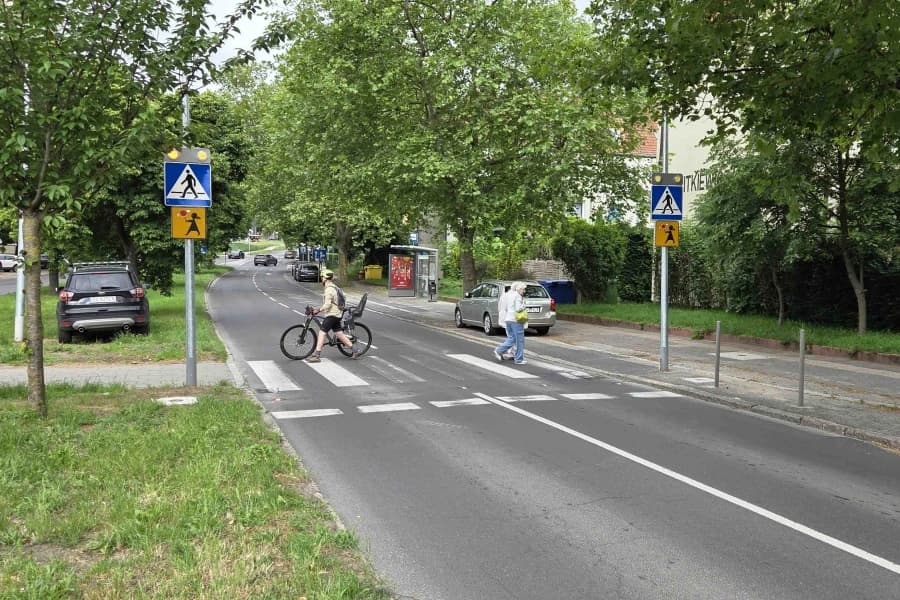 Doświetlone przejście dla pieszych w ciągu ul. Witkiewicza Przejście dla pieszych Szczecin