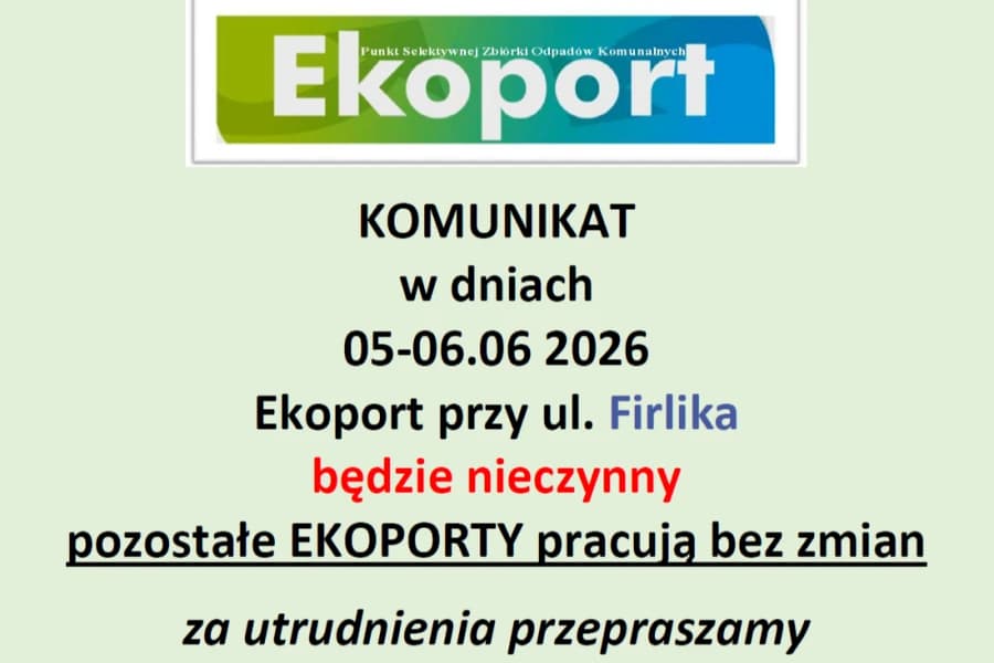 Ekoport przy ul. Firlika będzie nieczynny Grafika ilustracyjna