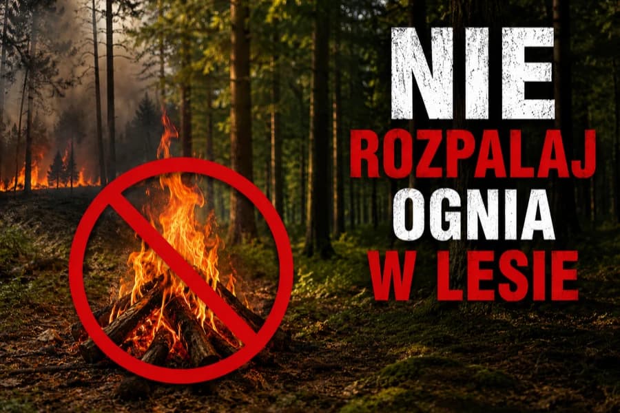 Nie ryzykuj. Nie rozpalaj ognia w lesie! Grafika ilustracyjna. Nie rozpalaj ognia w lesie