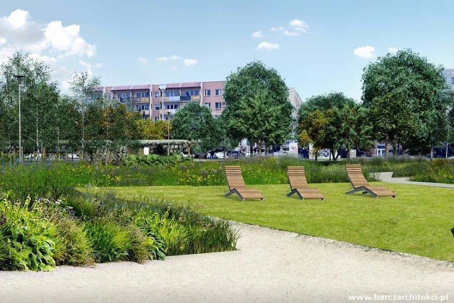 Majowa Łąka powstanie na Prawobrzeżu. Nowy zielony teren rekreacyjny przy ul. Andrzejewskiego Grafika ilustracyjna