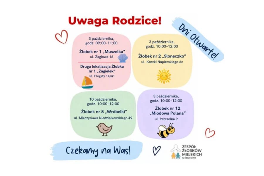 Dni otwarte żłobków w Szczecinie. Sprawdź daty, godziny i adresy Już w październiku będzie można zajrzeć do trzech szczecińskich placówek podczas organizowanych przez nie dni otwartych.